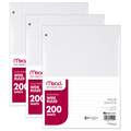 Mead Notebook Filler Paper, Wide Ruled, 200 Sheets Per Pack, PK3 MEA15200